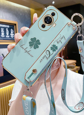 适用华为nova12活力版手机壳nova12腕带保护硅胶套FIN一AL60全包BLK防摔软壳nove女新款nowa斜挎挂绳小清新潮