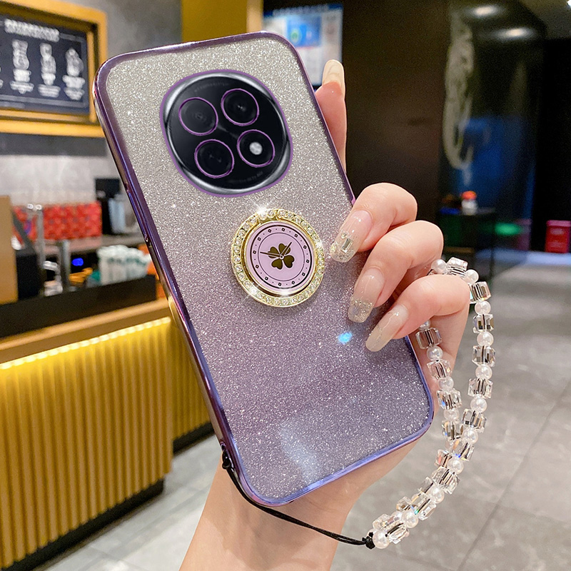 适用oppoA5手机壳oppo透明A5por硅胶保护套5G全包防摔PKP110带支架水晶手链软壳PKQ女oppop新款高级感闪粉壳