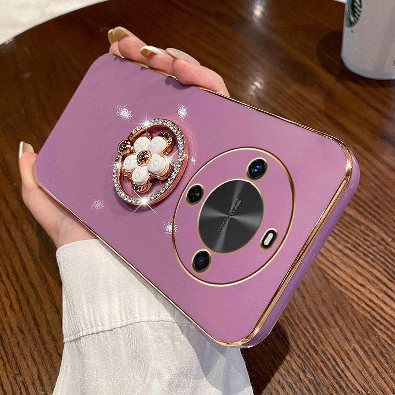 适用华为畅享70x尊享版手机壳畅想保护硅胶套BRE一AL80a全包防摔BREAL软壳女款轻薄带花朵支架时尚奢华ins风