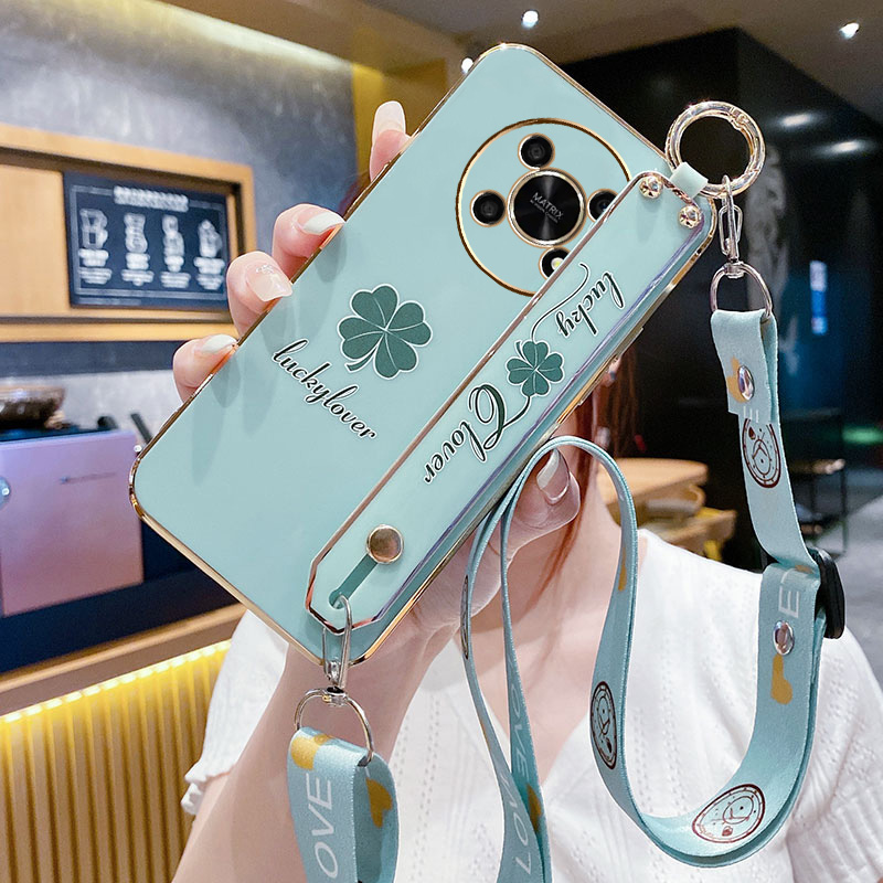 畅享50pro手机壳四叶草腕带