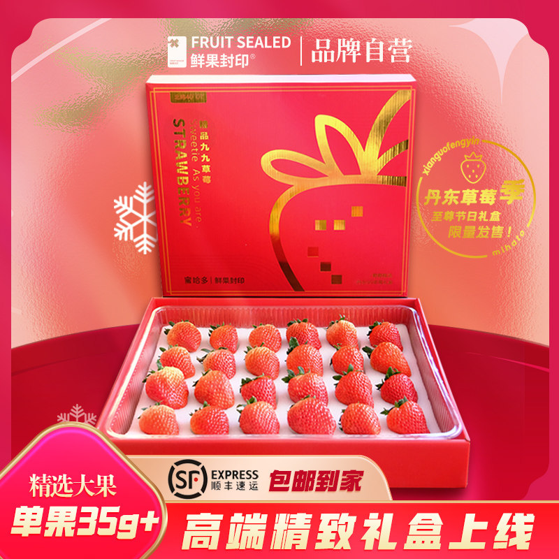 丹东九九大草莓礼盒 送礼 精选大果35g以上大果 24颗精装顺丰包邮