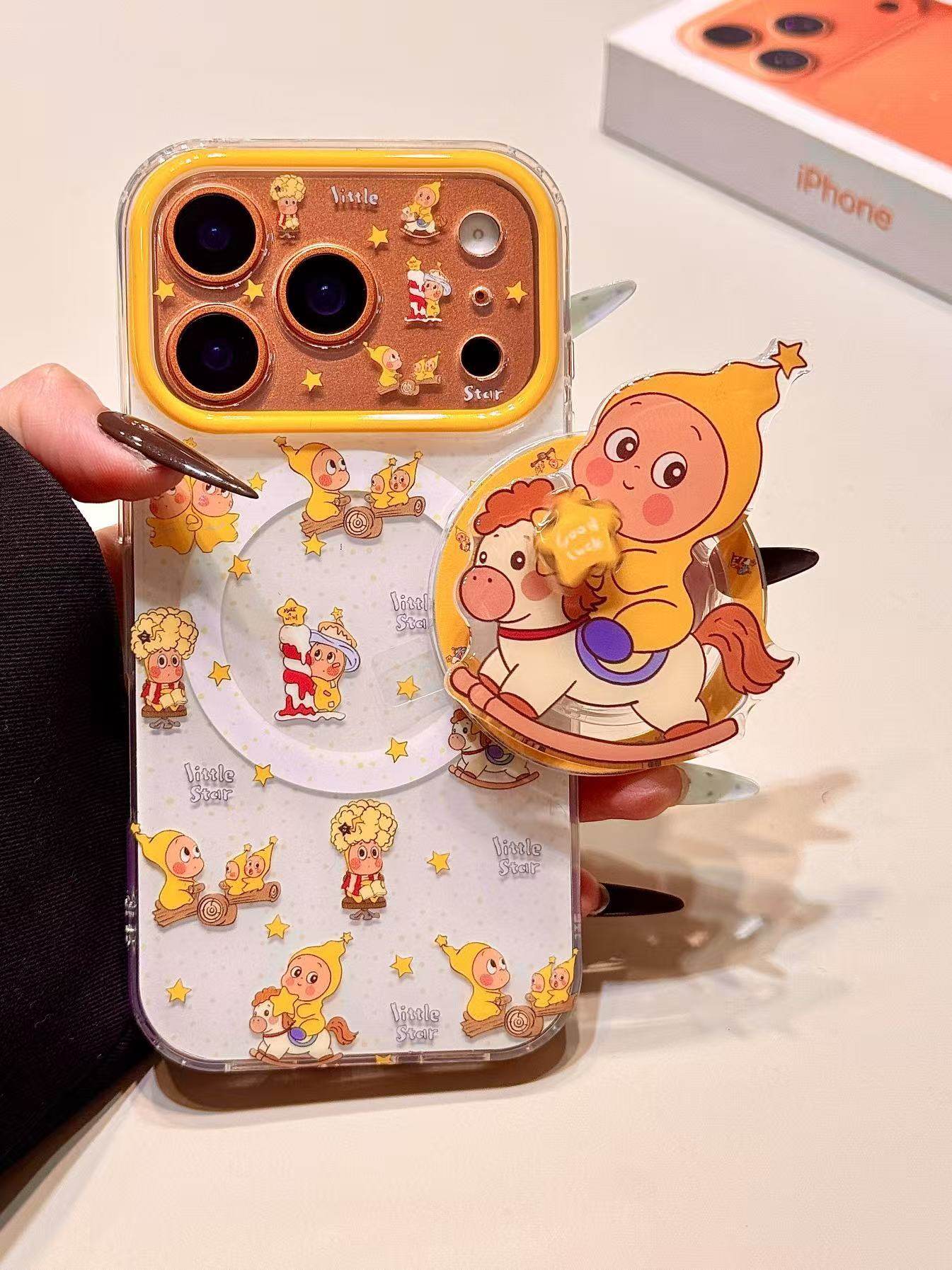 卡通可爱尖帽男孩木马磁吸支架适用苹果17promax手机壳15iphone16 · 苹果16 白底满屏星星尖帽男孩,3C数码配件,手机保护套/壳,淘宝优惠券,粉丝福利购,淘宝优惠卷