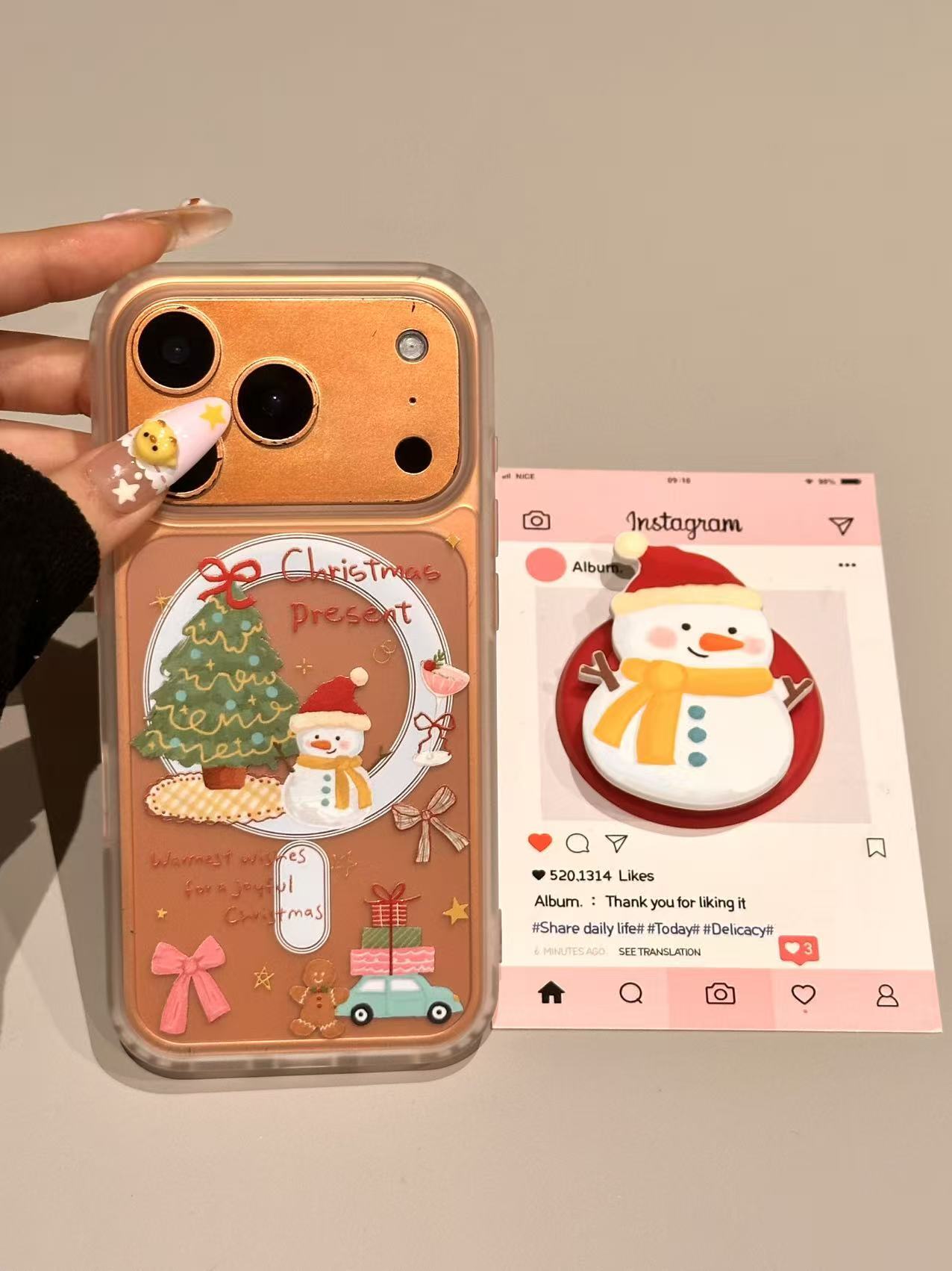 ins高级感半透雪人雪花磁吸壳适用苹果17/16/15/14防摔手机壳 · 半透圣诞氛围-磁吸单壳 苹果17pro