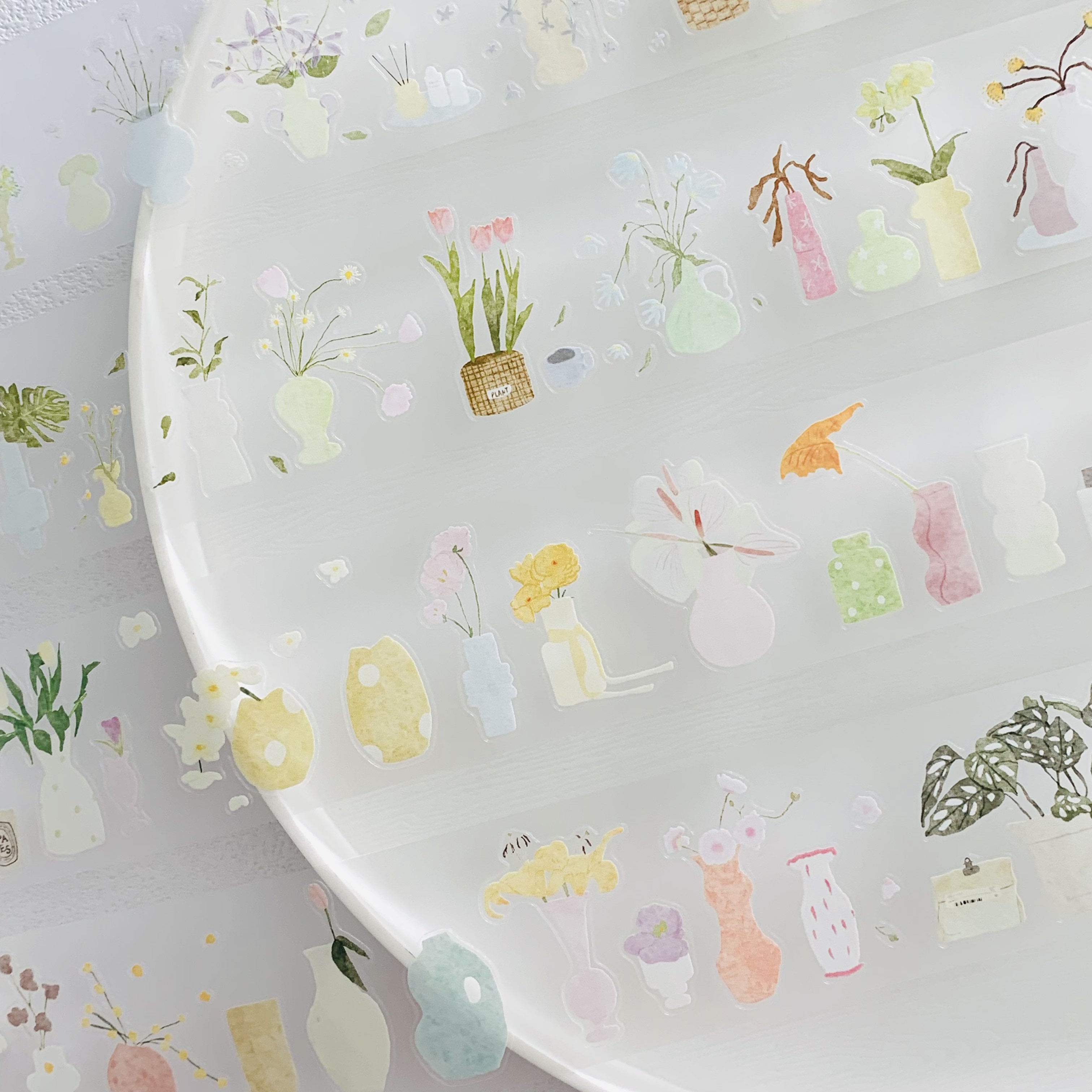 【现货】整卷今日见你原创纸胶带盐系瓶隅花影超长循环手帐素材