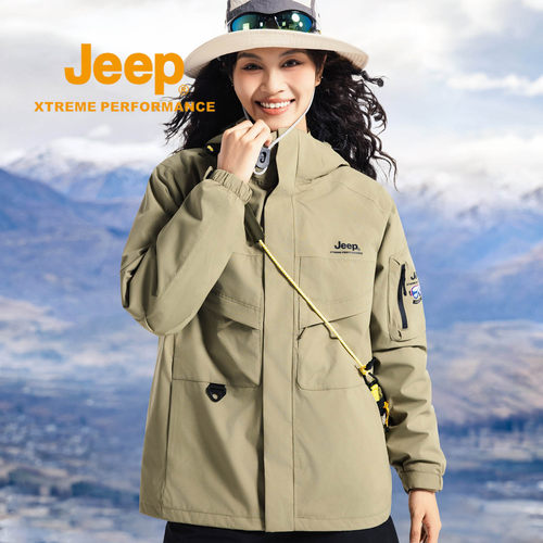 jeep冲锋衣男加绒加厚登山服外套