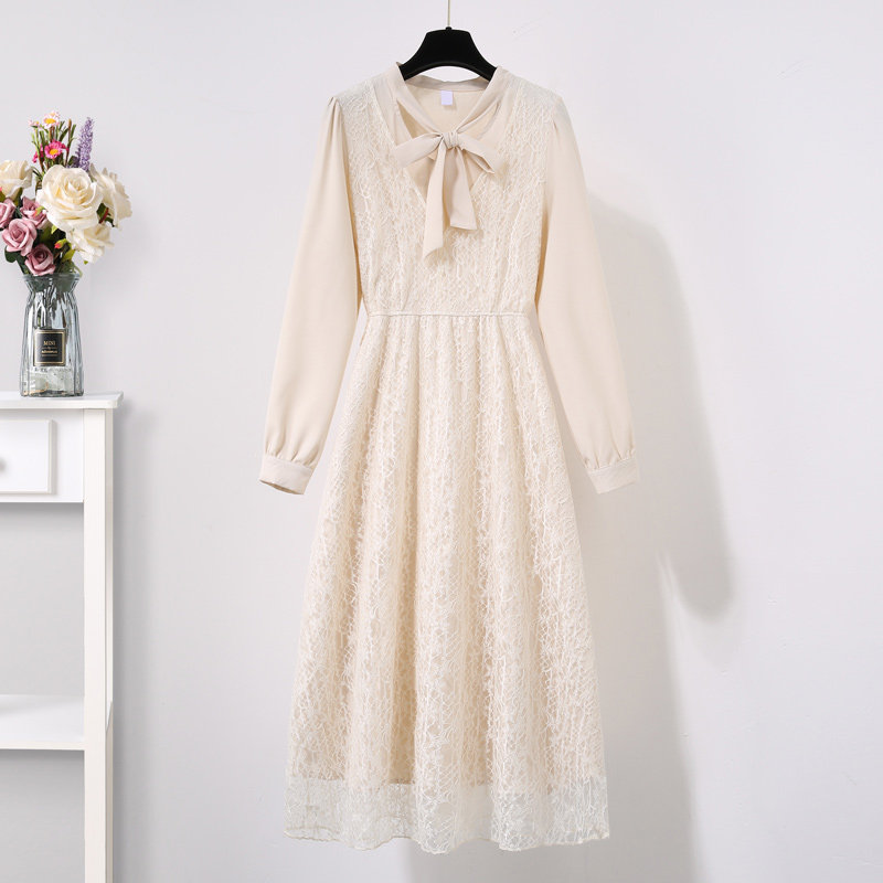 蕾丝连衣裙女装2022年春秋新款长袖可盐可甜气质小个子雪纺裙子