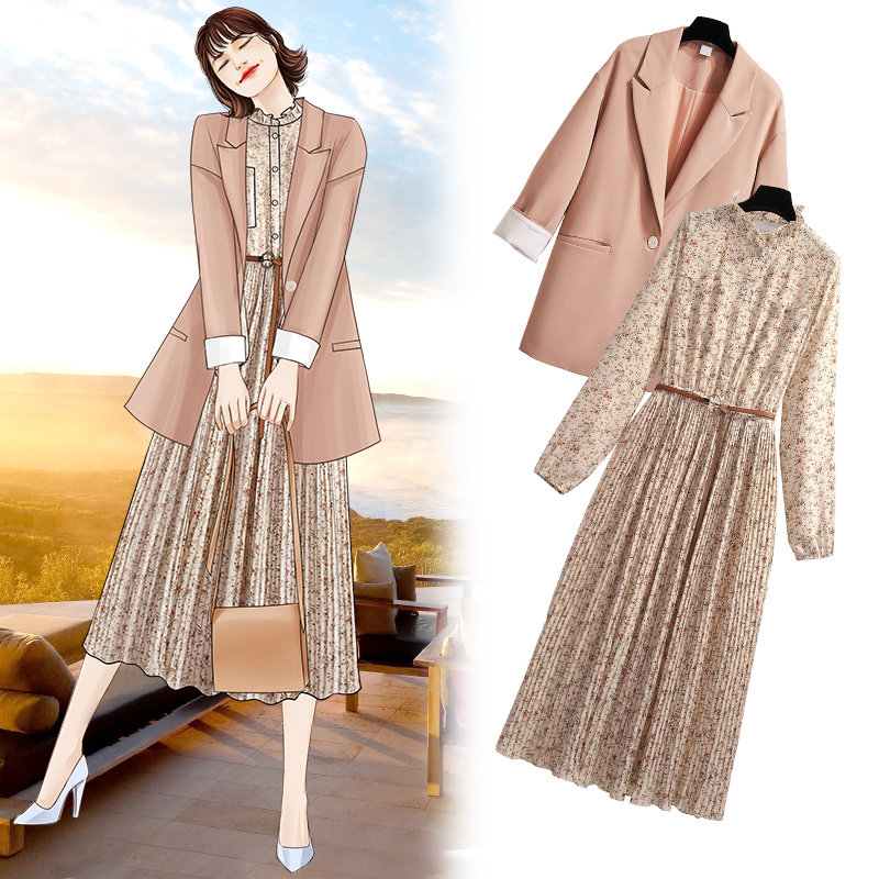 西服裙子两件套装女神范气质2020年秋季新款轻熟风御姐连衣裙初秋