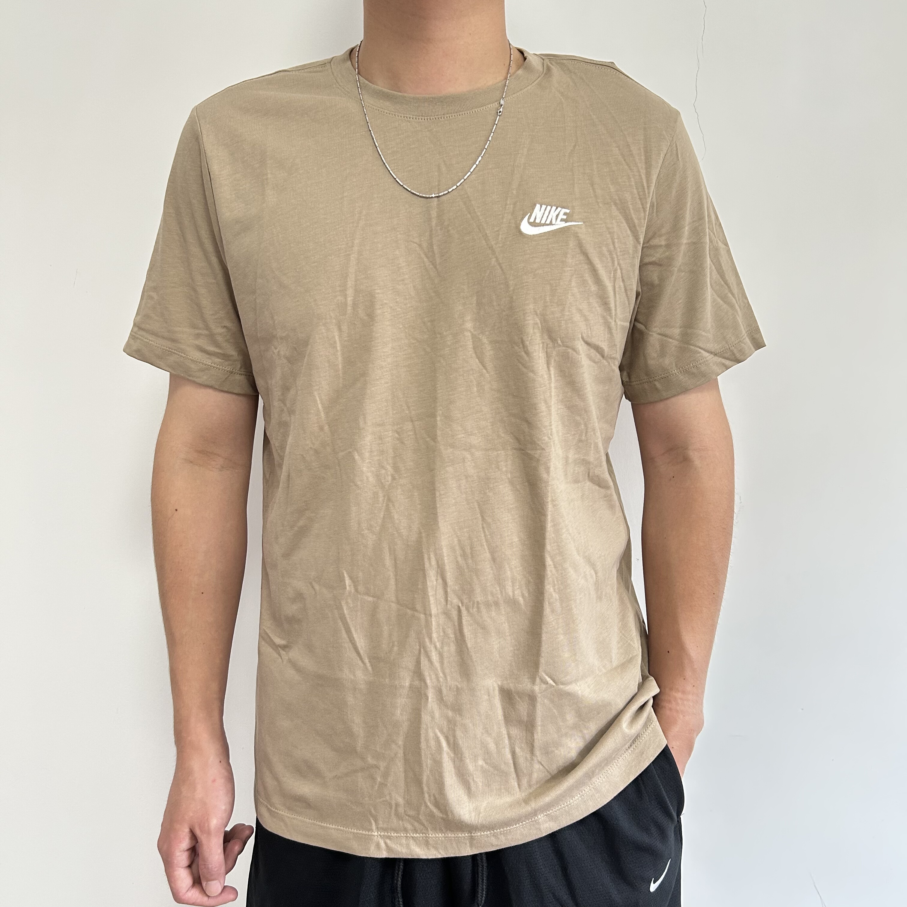 Nike/耐克 男子纯棉刺绣Logo针织圆领休闲运动短袖T恤 AR4999-013