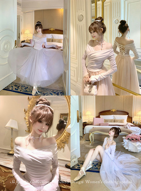 SISI JIANG“芭蕾之梦”芭蕾风千金双色花边针织上衣网纱连衣裙