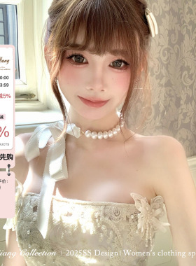 SISI JIANG“缎带珍珠”定制蝴蝶结珍珠项链