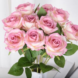仿真玫瑰花高档假花情人节婚庆布置花束家居客厅摆件卧室餐桌装饰