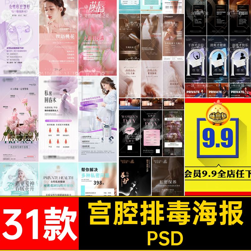 31款医美海报润紧致卵巢宫腔抑菌PS养护PSD5消炎私密修复水子宫