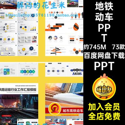 73款地铁动车PPT模板行业高铁工作总结素材火车铁路ppt汇报宣传