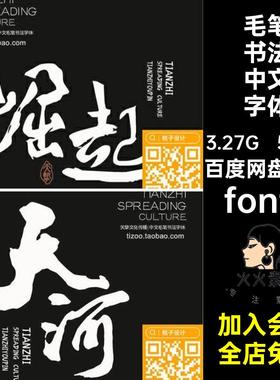 毛笔书法中文字体安装包古风库潮艺术PS古韵550款草书fonts国行楷