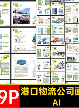 物流公司画册码头海运模板AI港口39P国际贸易手册公司简介港口