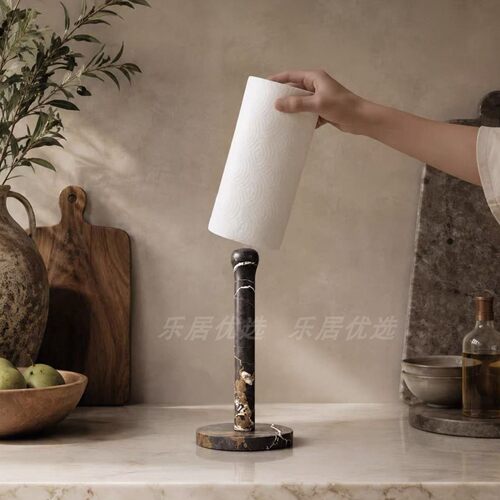 法式中古天然大理石免打孔卷纸架