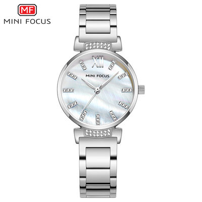 防水士水钻石英手表表日本机芯0227L钢带FOCUS女MINI时尚