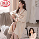 中长款 浪莎睡袍女士秋冬季 浴袍空气棉大码 加厚夹层薄款 家居服 长袖