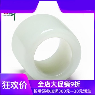 和田玉白玉扳指男款大拇指戒指素面指环玉石内径22mm含证书yzf