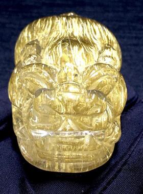 天然水晶金发晶巴西板钛晶猫眼貔貅手把件178.5克原矿顺发邮