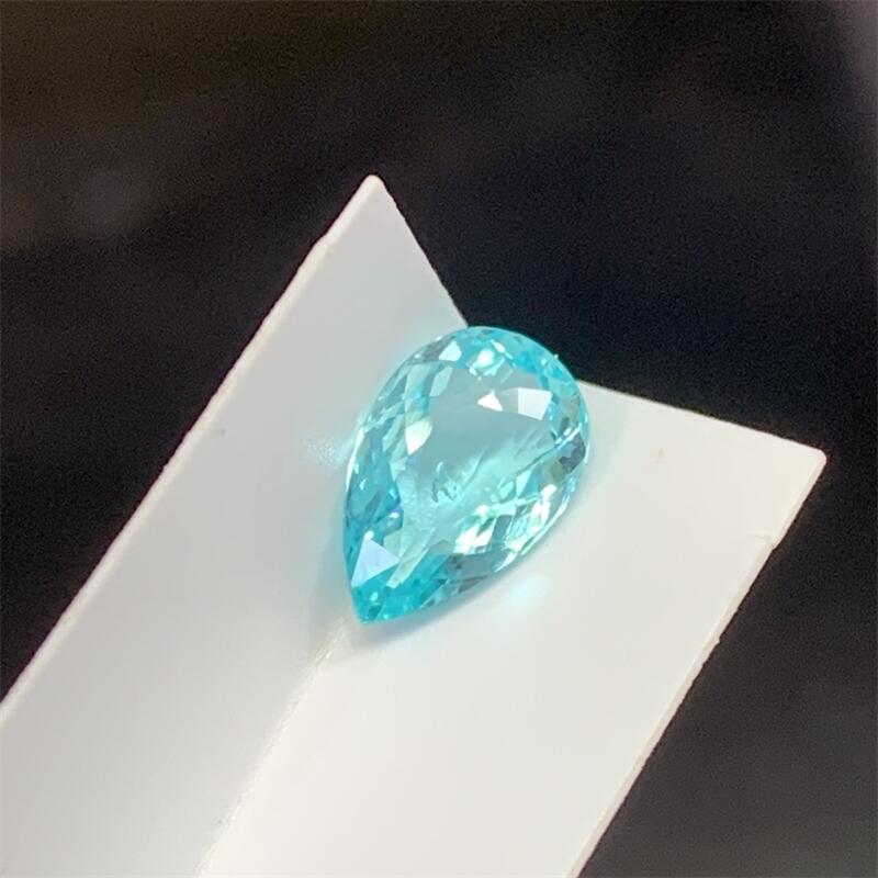 天然霓虹蓝帕拉伊巴水滴火彩好1.18ct吉尔德证书镶嵌裸石戒指悠