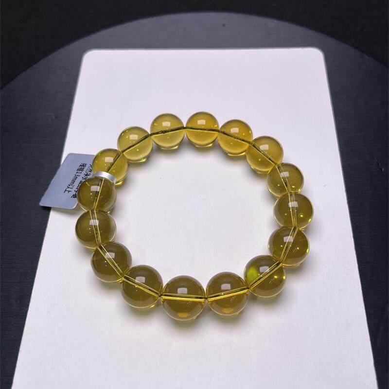 天然墨西哥原矿蓝珀手链手串13.3mm5A净水无优化无烤色琥珀秀