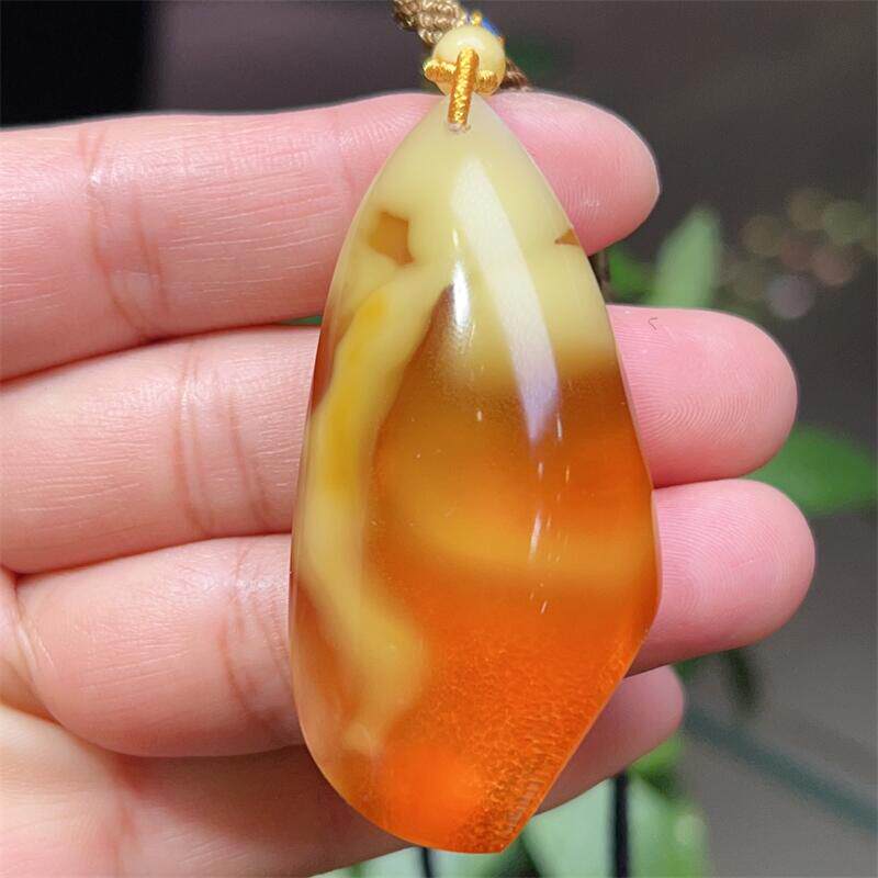 天然原矿蜜蜡金绞蜜原皮水滴吊坠项链18.6克无优化无烤色琥珀贺