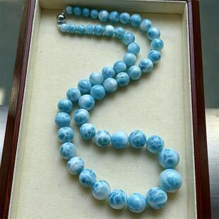 天然水晶海纹石吊坠塔链项链76.9克龟纹玉化拉利玛多米尼无优化速