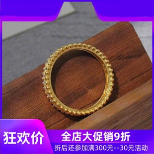 万花筒K金戒指 18K金珠珠满钻排戒48分镶钻款闭口金指环送女友