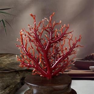 天然阿卡珊瑚树摆件89.5克有机宝石阿卡沙丁牛血红赤血红科西嘉速