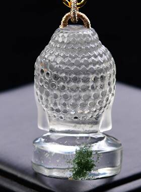 天然巴西绿幽灵俏色大日如来菩萨印章吊坠项链 属羊 猴守护神 ss0