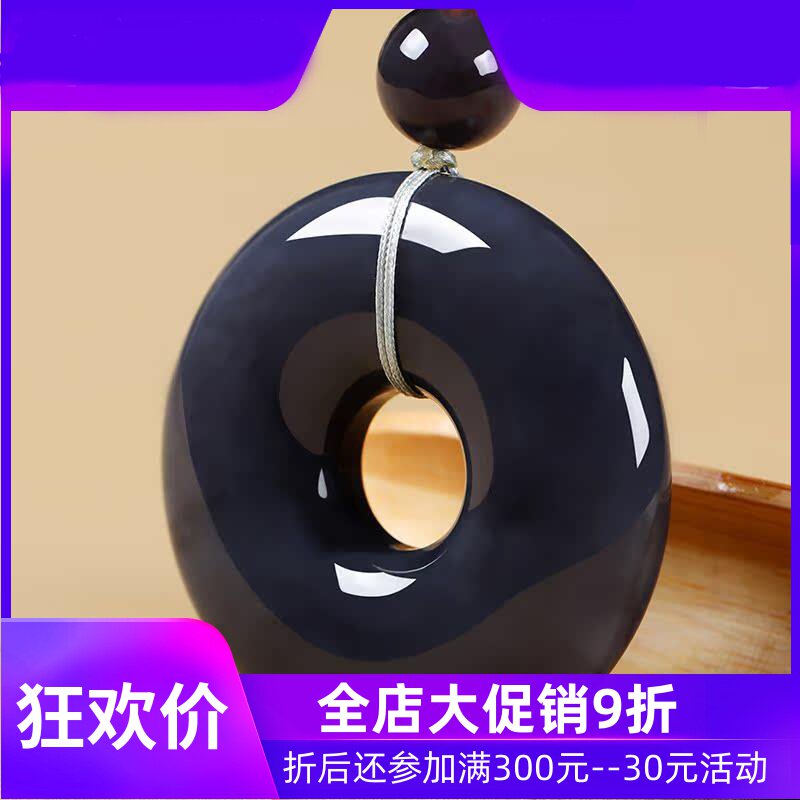 和田玉青花大号平安扣吊坠男女款玉石玉器面包圈挂件怀古dcl