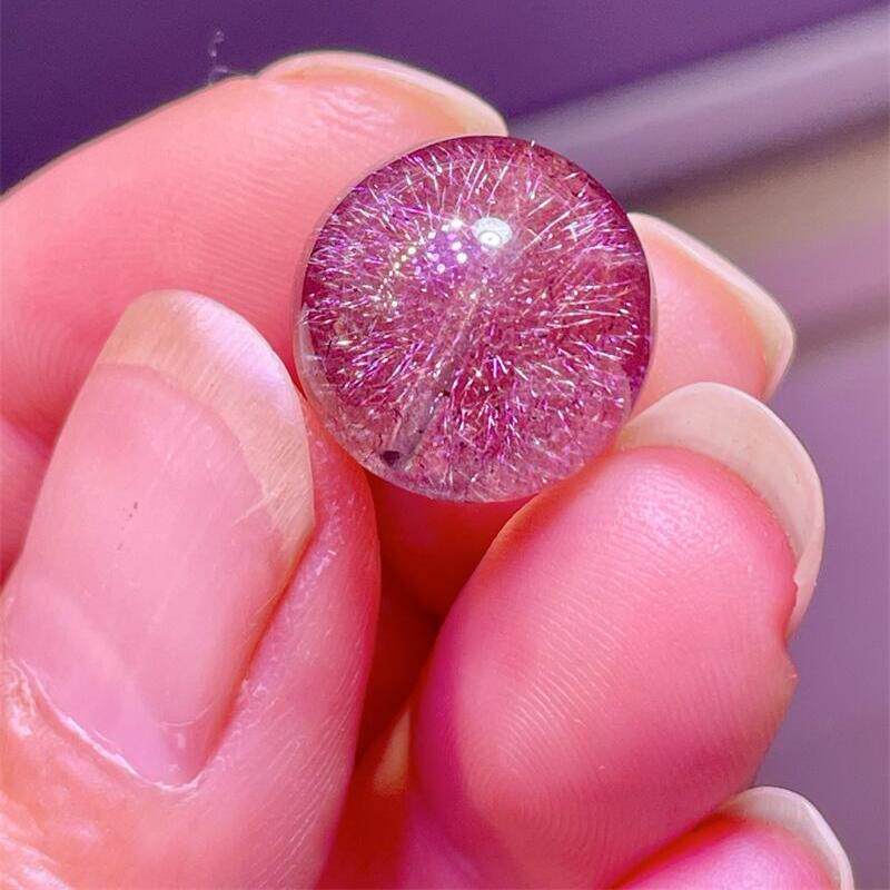 天然巴西红烟花超七水晶三轮骨干超级七单珠云母片配珠14.7mm邮