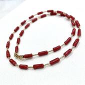 天然科西卡珊瑚18k吊坠锁骨链项链3.5mm原色宝石阿卡沙丁牛血红速