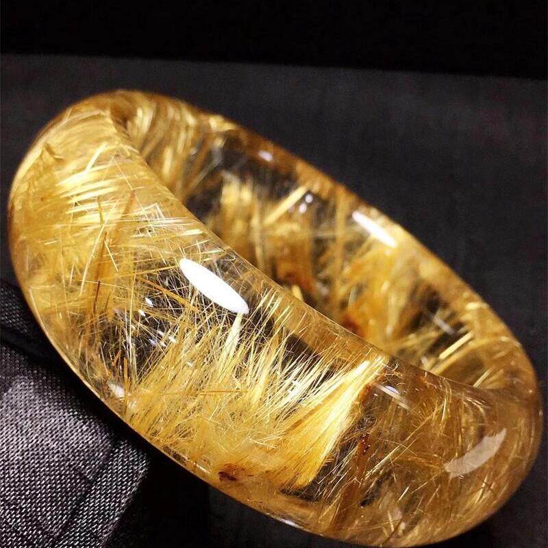 天然水晶巴西钛晶手镯圈口58几乎全净体金发晶钛晶板钛猫眼原矿贺