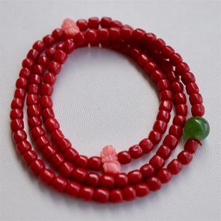 天然牛血红珊瑚桶珠鼓珠手串手链4.5mm原色阿卡沙丁科西嘉颂