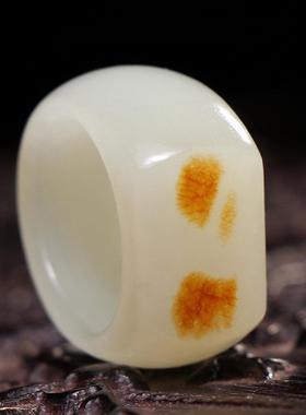 天然和田玉羊脂玉内径20m圈口扳指 戒指 指环 玉质油润油性十足hh