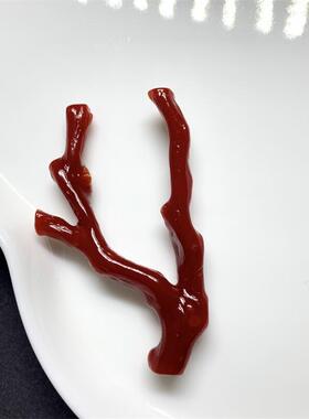 天然赤血阿卡珊瑚原枝杈37x54.5x11mm沙丁牛血红深海红科西嘉颂