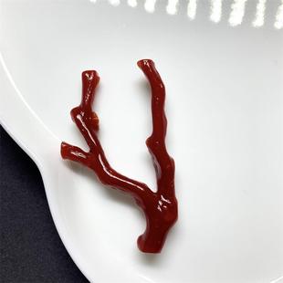 天然赤血阿卡珊瑚原枝杈37x54.5x11mm沙丁牛血红深海红科西嘉颂