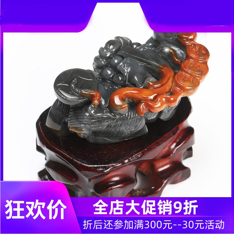 云南黄龙玉双色霸王貔貅摆件玉器客厅书房文玩摆放件含证书dcl