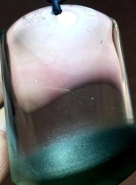 天然水晶巴西绿幽灵平安无事牌项链吊坠59.4克聚宝盆墨绿通透体秀