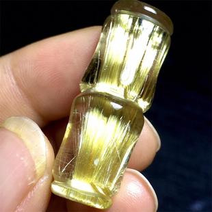 天然水晶金发晶巴西板钛晶猫眼竹节吊坠项链11克原矿顺发邮