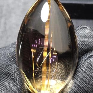 24.3克天然水滴吊坠项链巴西金发晶钛晶板钛猫眼原矿顺发水晶邮