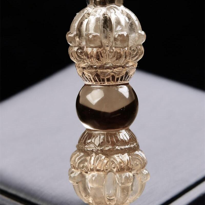 加大号天然巴西茶水晶法器9股降魔杵金刚杵金刚铃车挂雕刻40.9g即