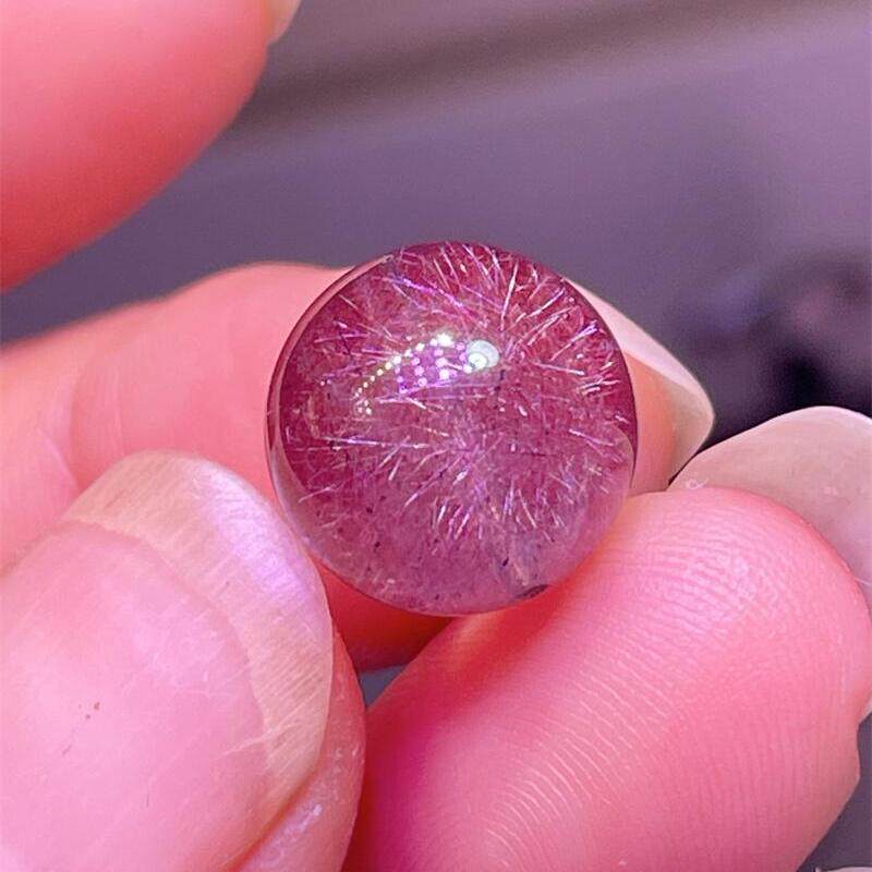 天然巴西红烟花超七水晶单珠三轮骨干超级七云母片配珠12.1mm邮
