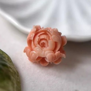 天然台湾阿卡momo莫莫珊瑚牡丹花裸石镶嵌吊坠戒指手链2.16克颂