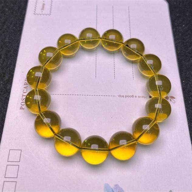 天然墨西哥原矿蓝珀手链手串14.4mm5A净水无优化无烤色琥珀秀