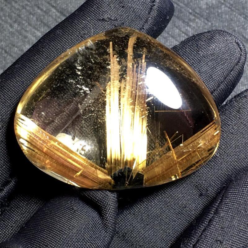 天然原矿钛晶花板钛猫眼顺发金发晶大水滴型吊坠项链净体33.5克夸