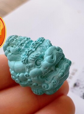 天然湖北原矿绿松石大威德金刚吊坠高瓷规格34*27*23mm重20.78克j