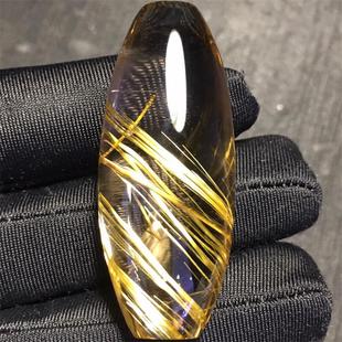 天然水晶金发晶巴西板钛晶猫眼单珠配珠转运珠吊坠项链25.7克邮